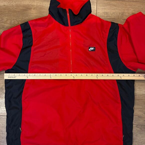 Men's XL Vintage Nike Red Pullover 1/2 Zip Windbreaker Jacket Nylon 90s Y2K - Picture 5 of 6